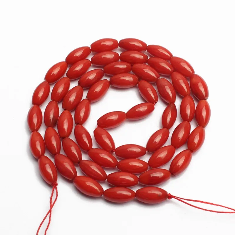 4x8/5x8/6x9mm Natural Red Coral Rice Shape Stone Beads Rondelle Spacer for Diy Bracelet Accessories Jewellery Making 15&quot | Украшения и