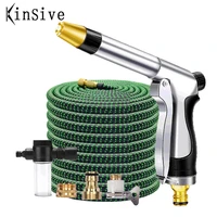 expandable garden hose shrinks flexible water hose showers garden brass water gun sprinkler high pressure car washer jet nozzles