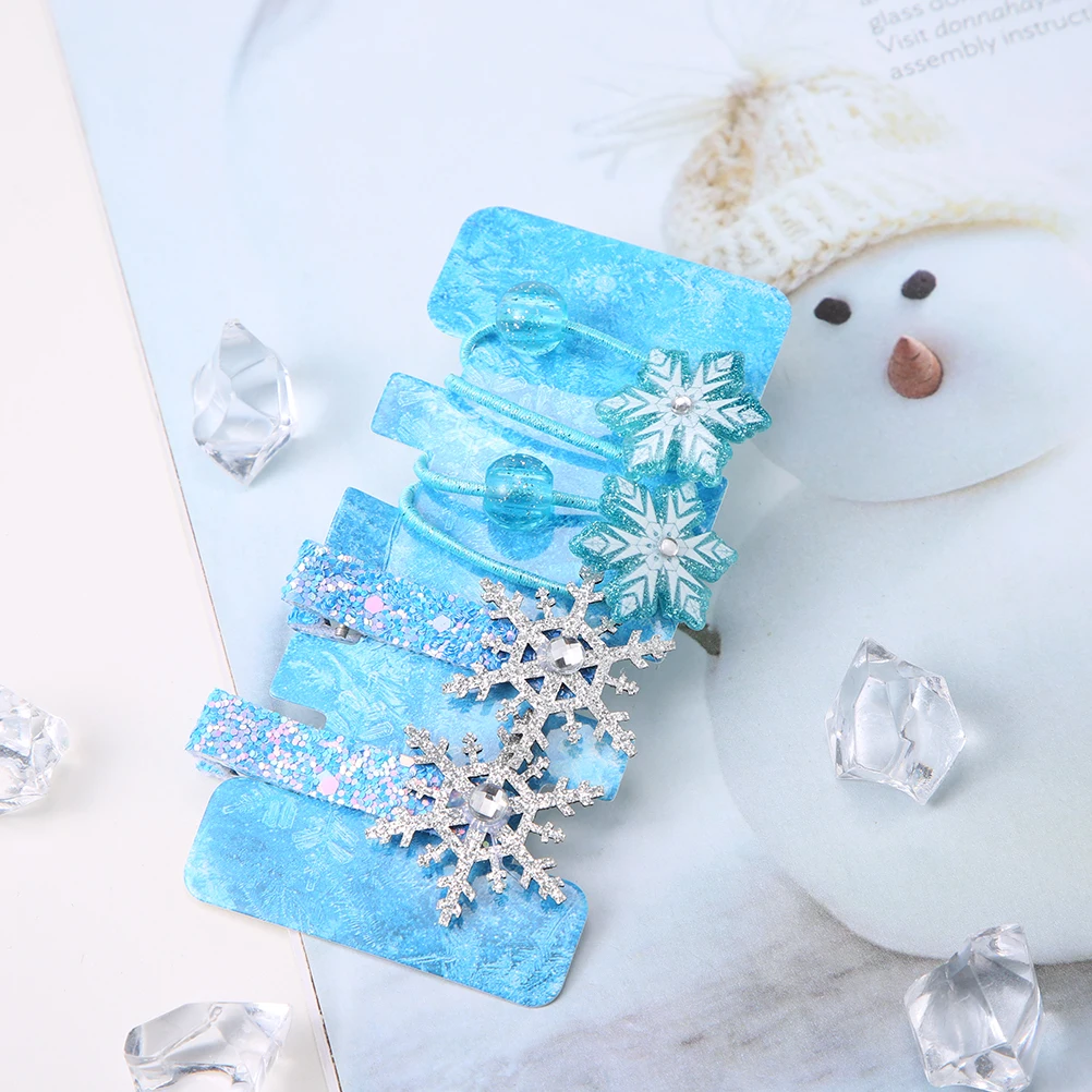 Barrettes Set 2 MISM 1pc Blue Sequins Bow Scrunchy Snowflake Bobby Clips Starry Hair Clips Girls Rubber Bands Hair Accessories Christmas Gifts - Цвет: Barrettes Set 2