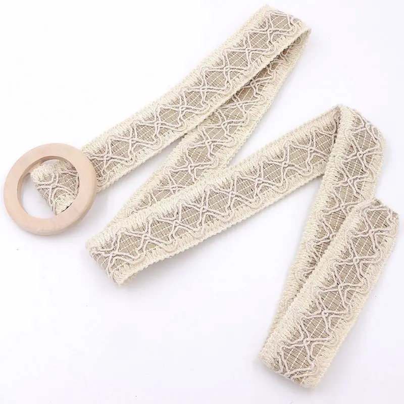 Ремень женский TEELYNN кружевной с деревянной пряжкой в богемном стиле Повседневный