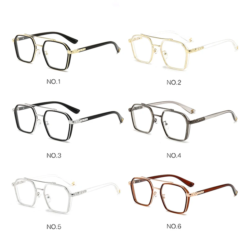 

KIYO Brand 2021 New Women Men Fashion Optical Frame Metal Eyeglasses Frames Polygonal Spectacles Glasses Eyewear 9720