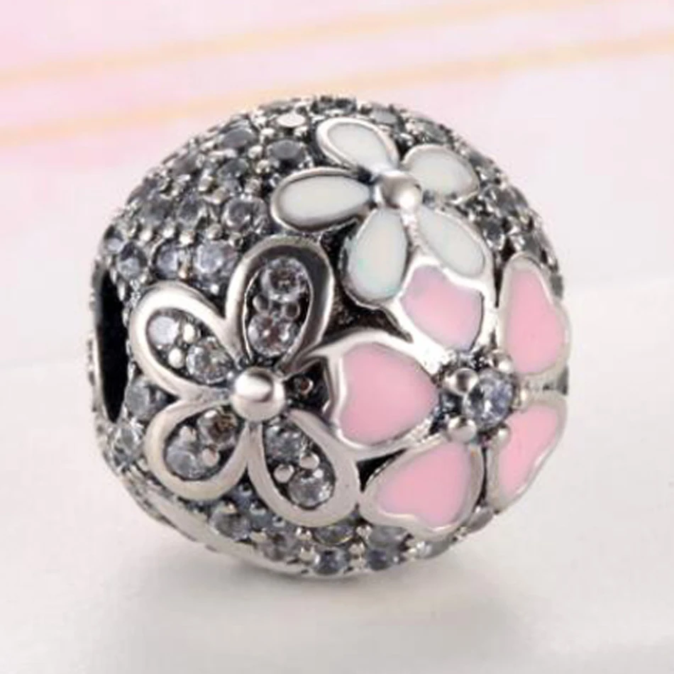S925 Бусины DIY Ювелирные изделия Poetic Daisy Clear CZ цветок Зажимы пробки очарование