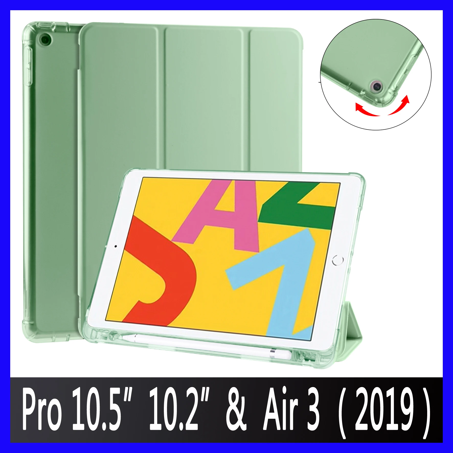 

With Pencil Holder Case For iPad New Pro 10.5 Air 3 10.2~2017 2019 PU Leather Smart Cover -A2123 A2152 A2154 A2197 A2198 A2200
