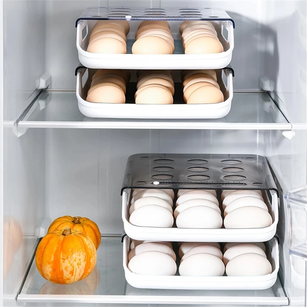 

2 Layers Egg Box Household Transparent Drawer Egg Tray Organizer Kitchen Refrigerator Accessories