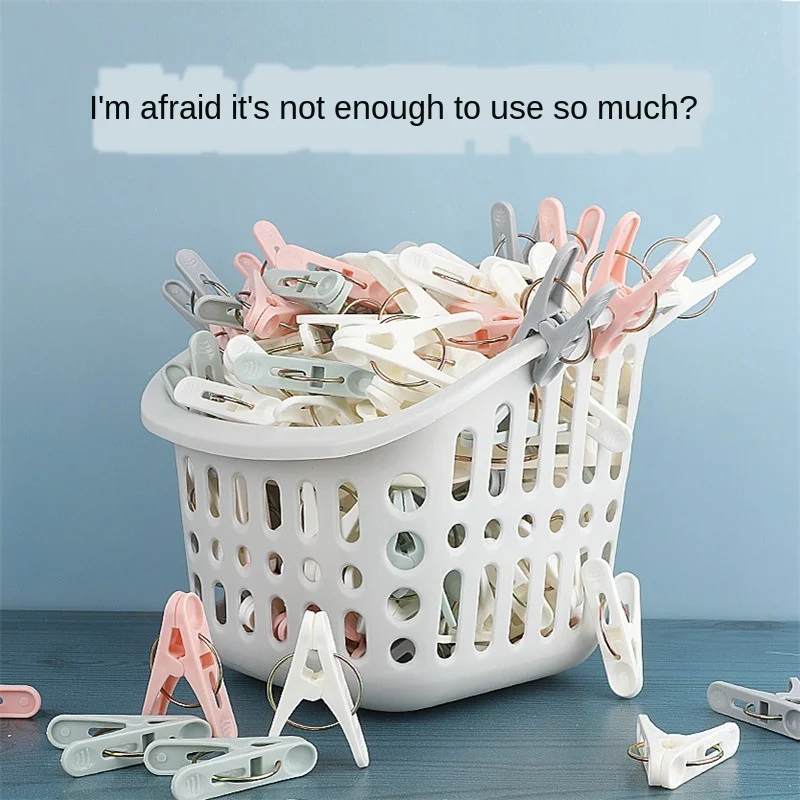 

50PC Plastic Clip Clothespin Windproof Single Small Fixed Clothespin with Storage Box for Household Drying Clothes Shirt Folder