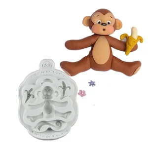 Силиконовая 3D форма в виде обезьяны Luyou, формы для помадки и торта, инструменты для украшения свадебного торта, кондитерские аксессуары для кухни и выпечки FM1155