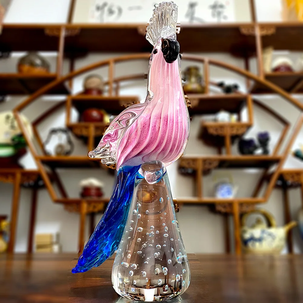 Glass Hand Blown Lovely Parrot Figurines Crystal Ornament Handmade Bird Craft Table Sculpture Home Wedding Decor Christmas Gift | Дом и сад