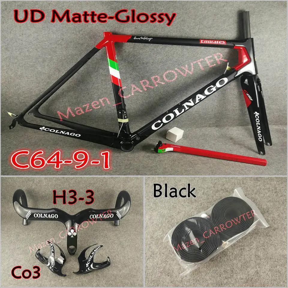 Package 4 T1100 UD Team Emirates Colnago C64 карбоновая рама+ руль+ седло+ клетки для бутылок+ 50 мм карбоновый комплект колес Novatec A271 ступицы - Цвет: Package 4