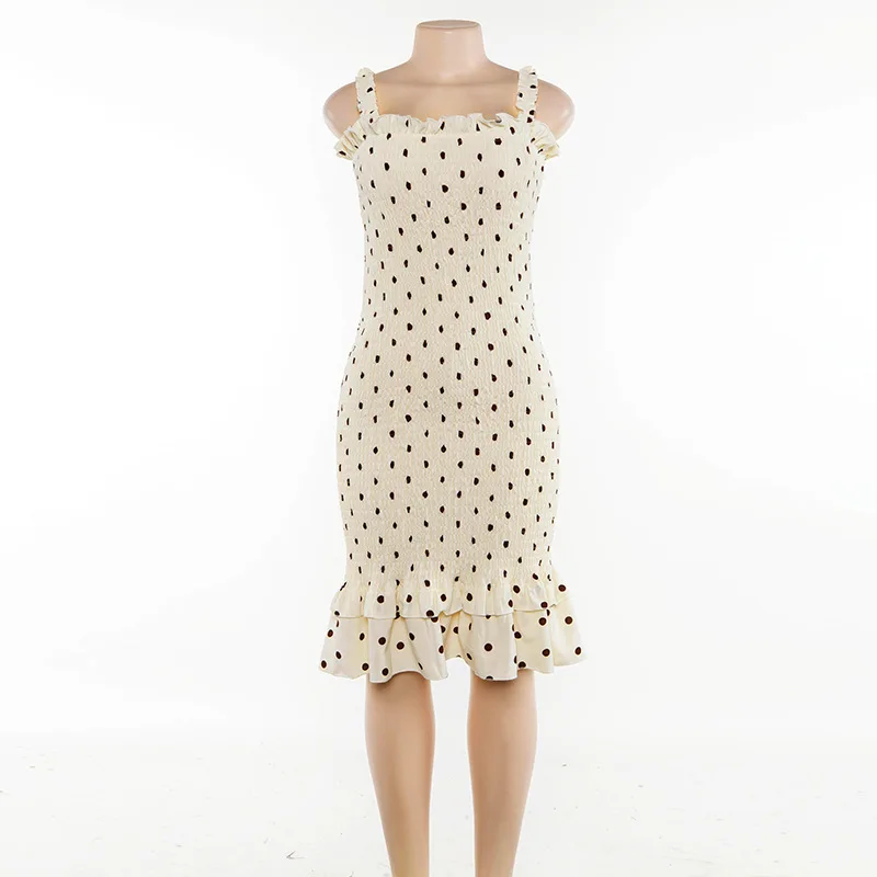 

Foridol Casual Long Dress Summer Polka Dot Beach Sundress Women Fashion Chic Harajuku Dresses 2020 Ruffle Bandage Dress