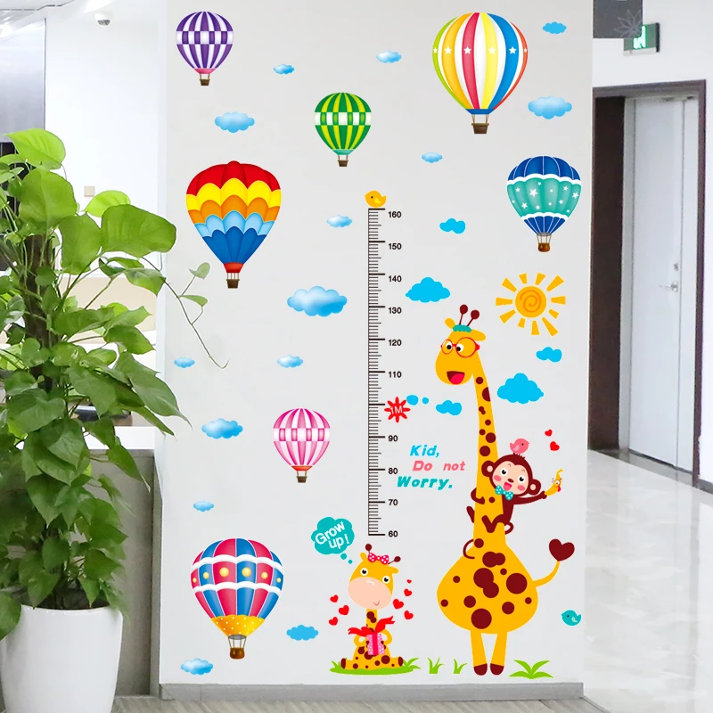 

[SHIJUEHEZI] Cartoon Giraffe Animal Wall Stickers DIY Hot Air Balloons Wall Decals for Kids Rooms Baby Bedroom Home Decoration