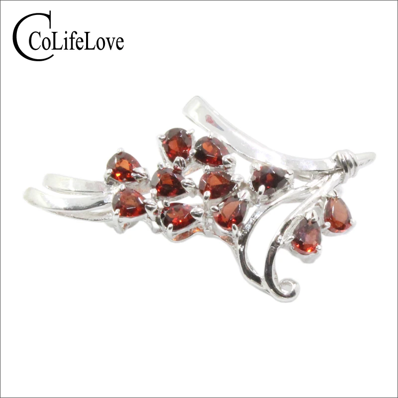 

CoLife Jewelry 925 Silver Brooch for Party 11 Pieces Natural Garnet Brooch for Daily Wear Sterling Silver Brooch with Gemstone