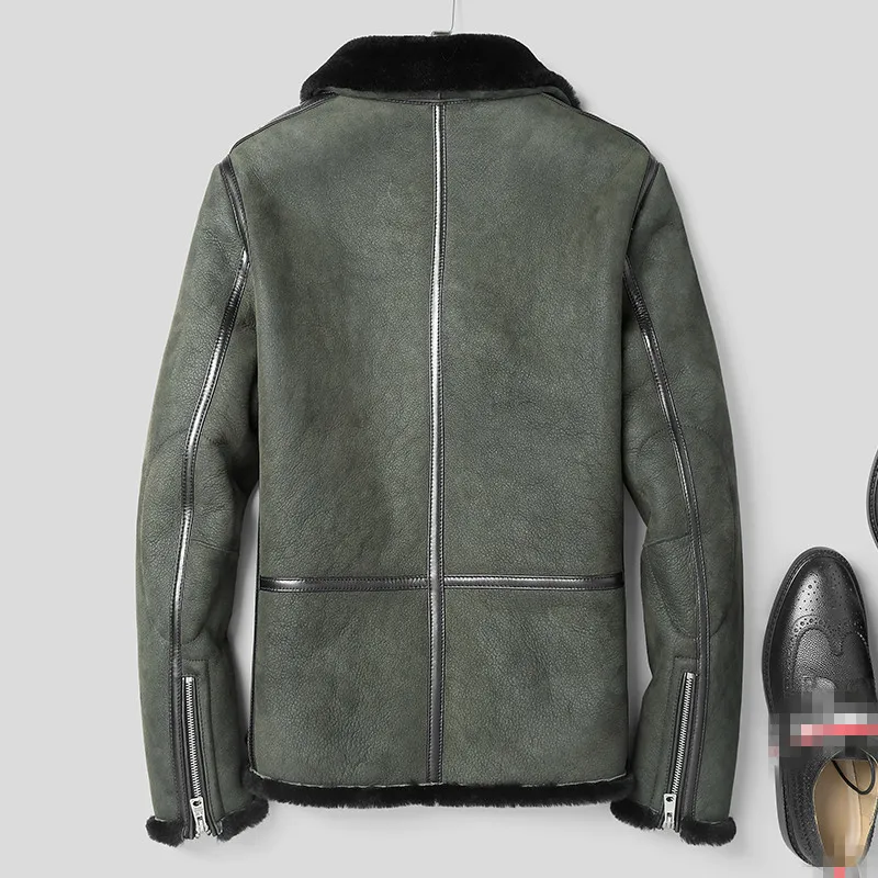 Натуральная кожа зимняя куртка натуральная овчина пальто для мужчин шерсть мех