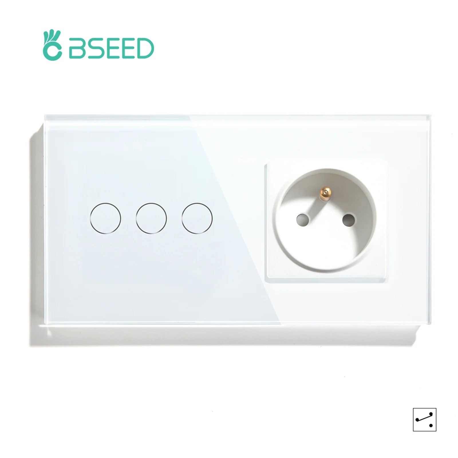 

Настенный сенсорный выключатель BSEED в французском стиле, Стандартный, с французской розеткой, 3 клавиши, 2 канала, 1 канал, тройные переключат...