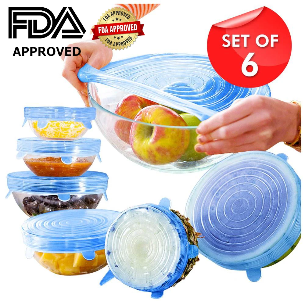 RASABOX 6 размер силиконовые Эластичные крышки многоразовые пищевые сохраняя