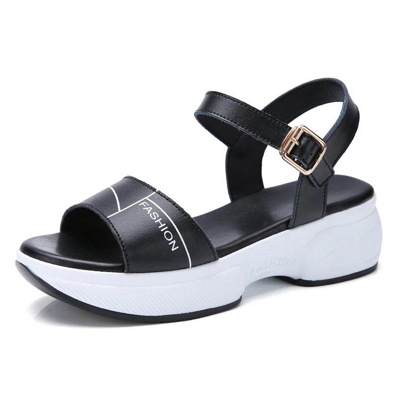 

2021 Summer women sandals black flat platform Sandals women wedge beach flip flops ladies flat heel gladiator sandals 1057