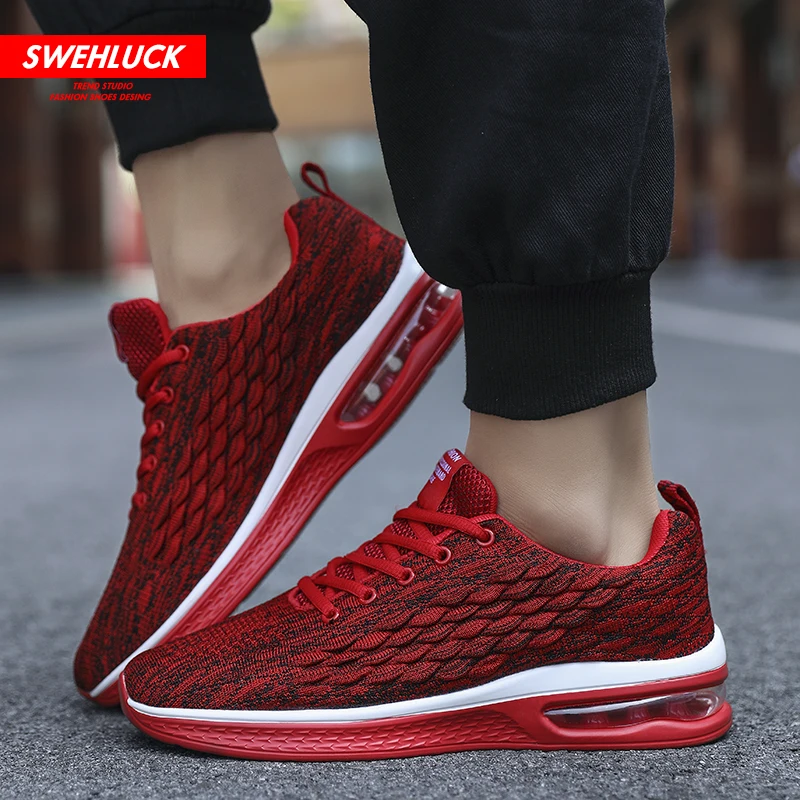 Повседневная мужская обувь модные дикие спортивные красные туфли плетеные