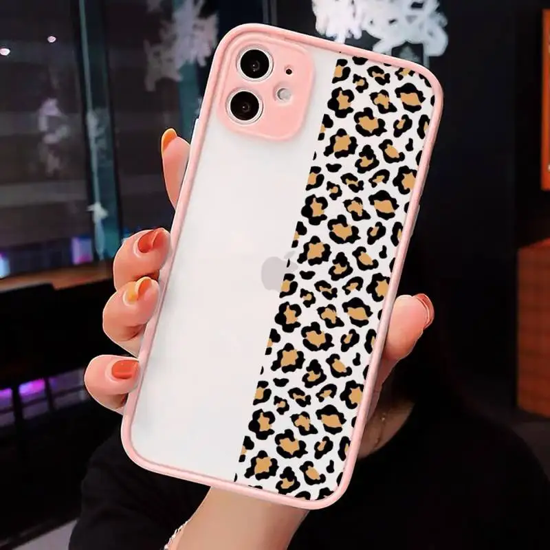 

Leopard Print Colorful Phone Case Matte Transparent for iPhone 7 8 11 12 s mini pro X XS XR MAX Plus cover funda