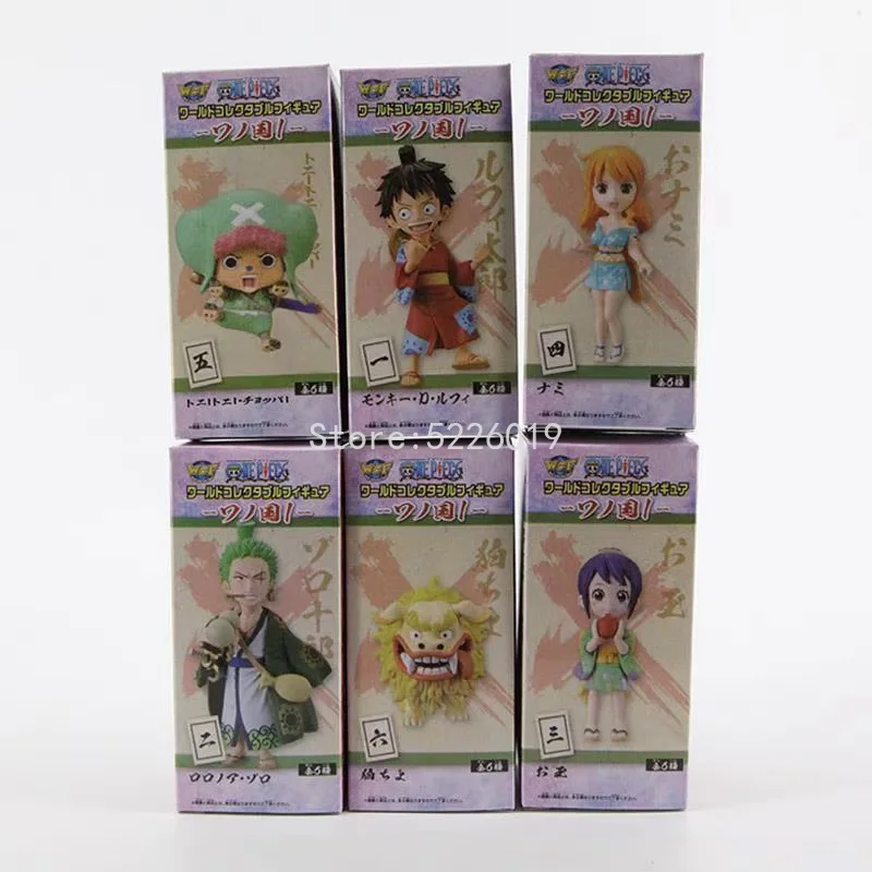 

6pcs/set One Piece Anime Figure Toys LAND OF WANO Luffy Roronoa Zoro Nami Chopper Kikunojo Kimono Ver. PVC Action Figure Toys
