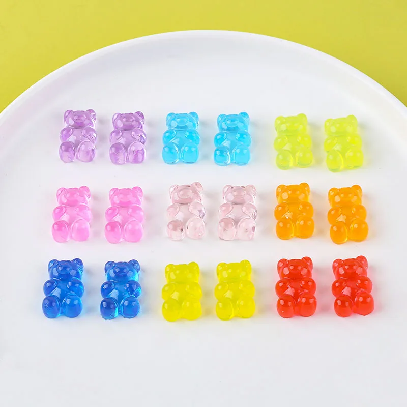 

100pcs/lot Jelly color Fashion cute bear shape Flat back rubber beads diy jewelry earrings/headwear pendant accessory
