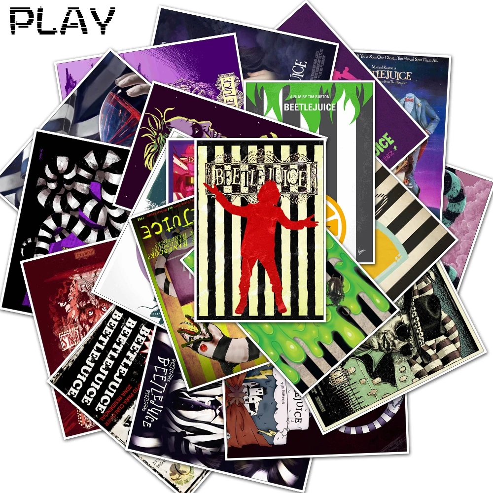 

25pcs Classic Movie Beetlejuice For Luggage Laptop Art Painting Kill Bill Pulp Fiction Poster Stickers waterproof skateboard toy