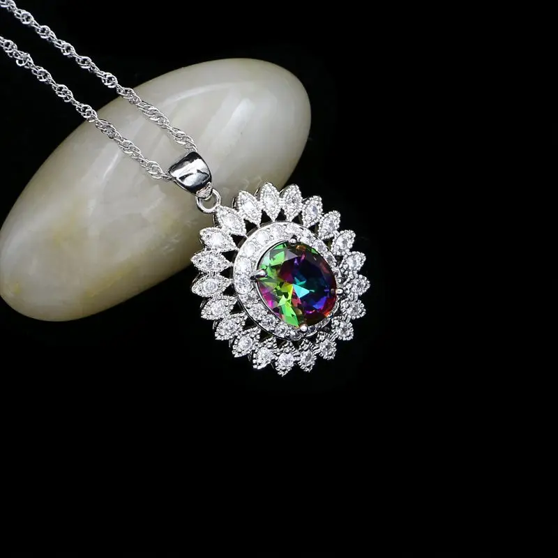 Mystic Радуга Кубический Цирконий белый кристалл невесты Ювелирные наборы для