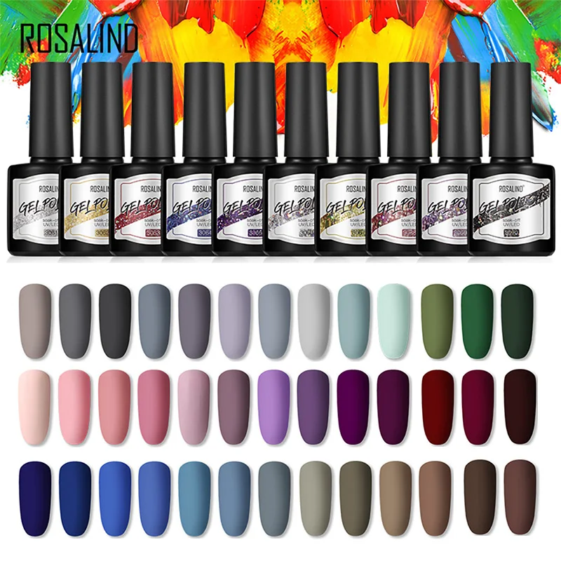 

ROSALIND Gel Nail Polish 8ML Vernis Semi Permanent Nail Gel For Manicure UV Soak Off Gel Varnishes Need Base Top Coat Nails Art