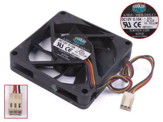 Кулер Мастер A7015 30RB 3AN C1 TCM7015 12RF DC 12V 0.15A 70x70x15 мм 3 провода Сервер вентилятор