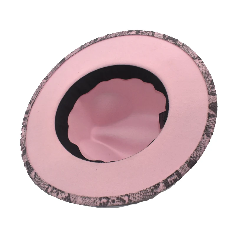 New Wool Fedoras Hats Women Autumn Winter Snake Print Chain Wide Brim Panama Jazz Caps Vintage Cowboy Hat Men F113