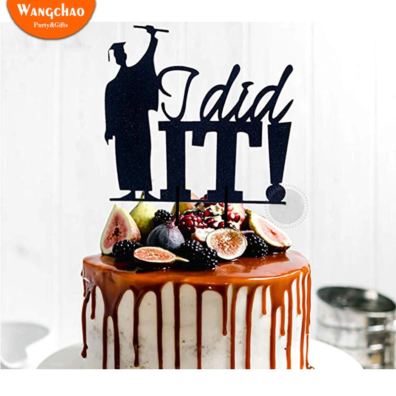 Черная акриловая тема выпускного торта Топпер я делал это счастливое украшение