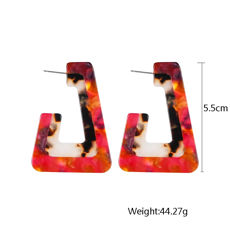 2020 Новые многоцветные геометрические массивные серьги акриловые сплайсинга