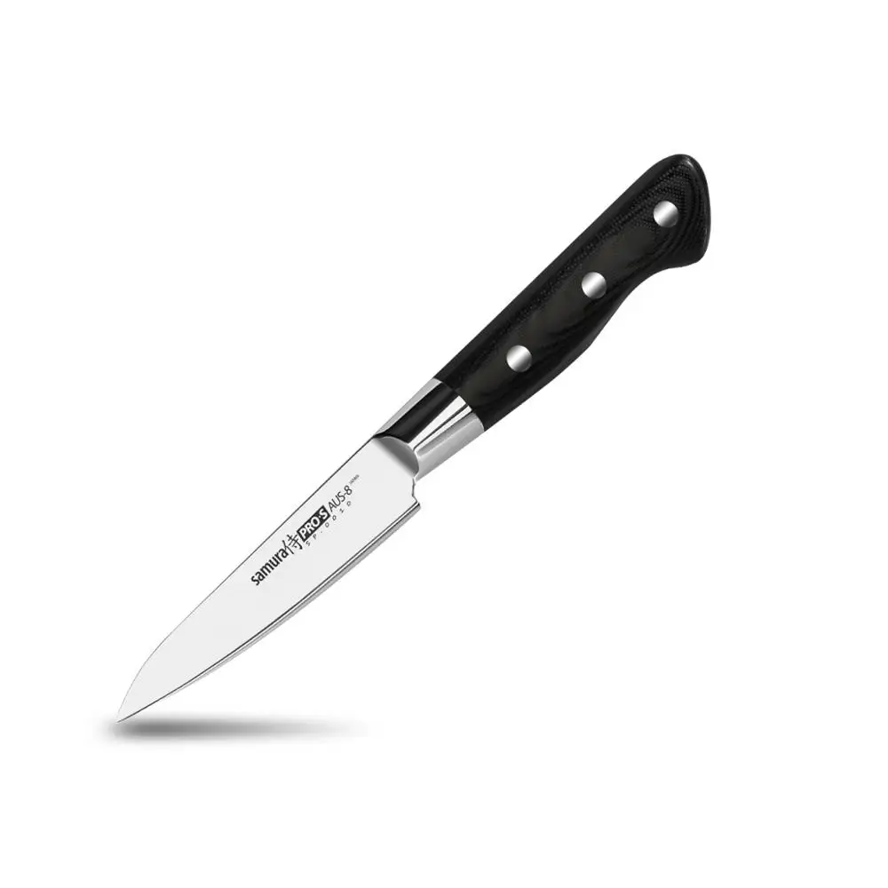 SP 0010 Нож кухонный овощной Paring Knife AUS 8 Японская сталь 3.5 Дюймов 9.5 см Черный G10