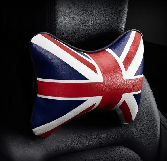 2 шт. Кожаная подушка для подголовника с английским флагом Автомобильная головы и