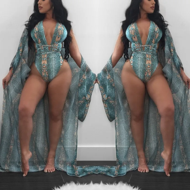 Новинка 2020 бикини цельный сексуальный купальник для женщин с принтом Цельный +