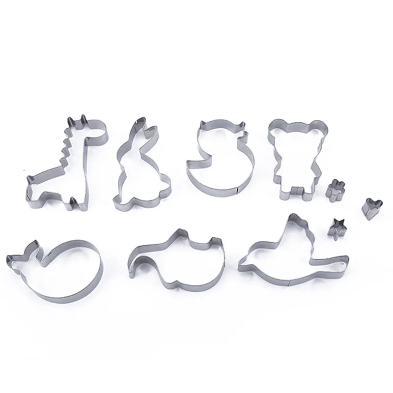 Новинка 10 шт. в наборе Мультяшные печенья из нержавеющей стали с животными хлеб
