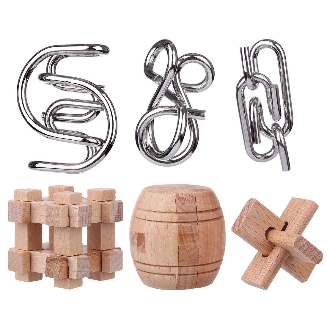 6 шт Деревянный лубанский замок металлический интеллект Пряжка головоломка