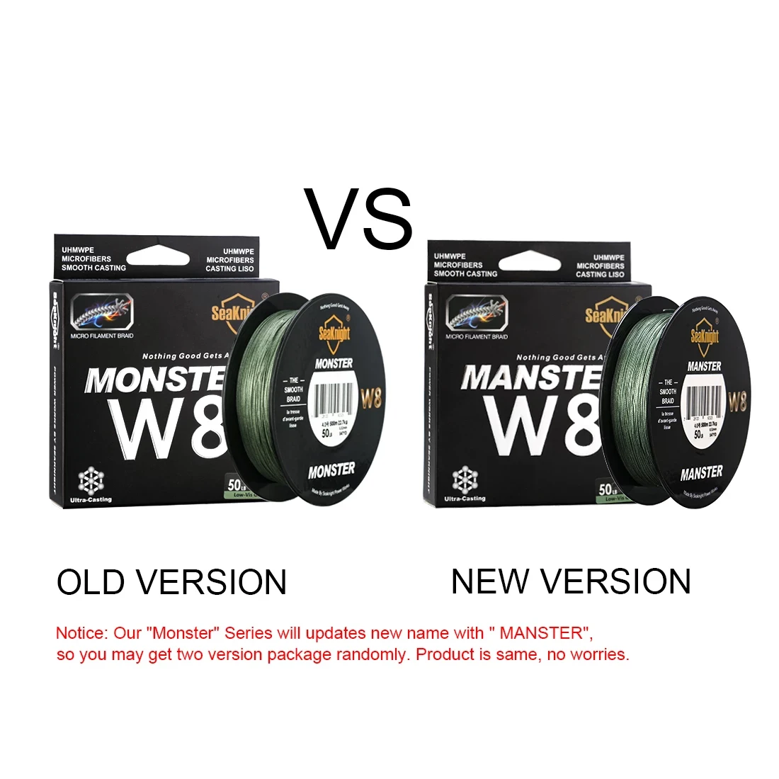 Seaknight 500M MONSTER/MANSTER W8 Braided Fishing Line 8 Strands Japan PE Fishing Line Multifilament Braided Line 20 -100LB