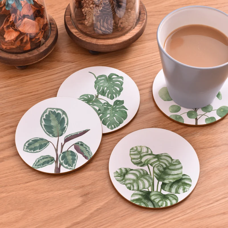 1pcs Quality Round Wood Coaster Cup Stand Non-slip heat proof coffee drink Coasters Mat Pad Printing