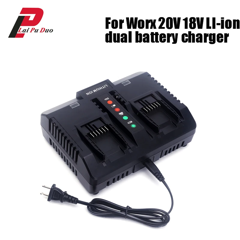 Зарядное устройство для Worx двойное зарядное литий ионных аккумуляторов 18 в 20 WA3520