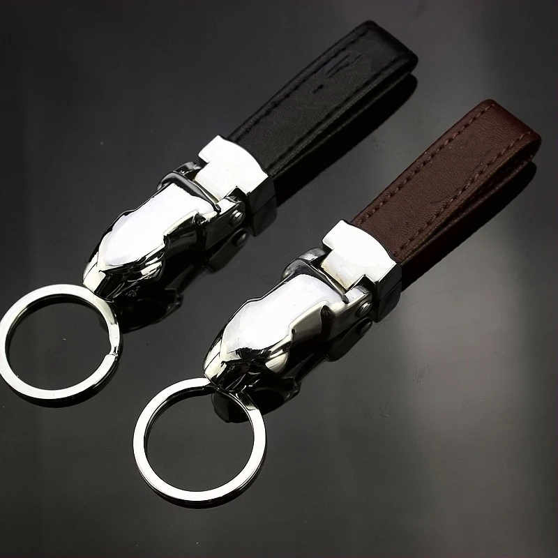 Кожаный брелок с леопардовой головкой из цинкового сплава кольца держатель для