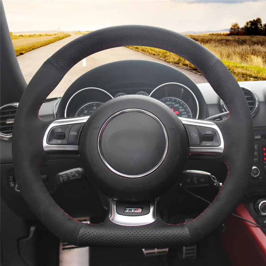 Black Suede Genuine Leather Car Steering Wheel Cover for Audi R8 2008-2010 TT 2008-2015 TTS 2009-2015 RS 2012-2013 | Автомобили и
