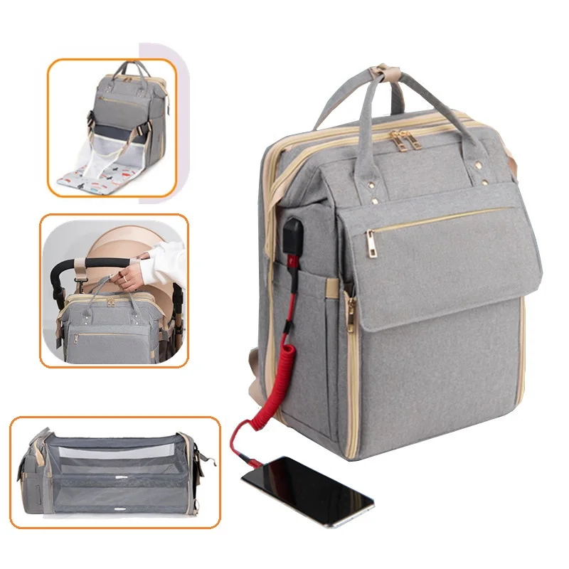 Maternity Diaper Bag For Babies Large Portable Crib Changing Mom Nappy Packages Multifunctional Travel BedsStroller Backpack