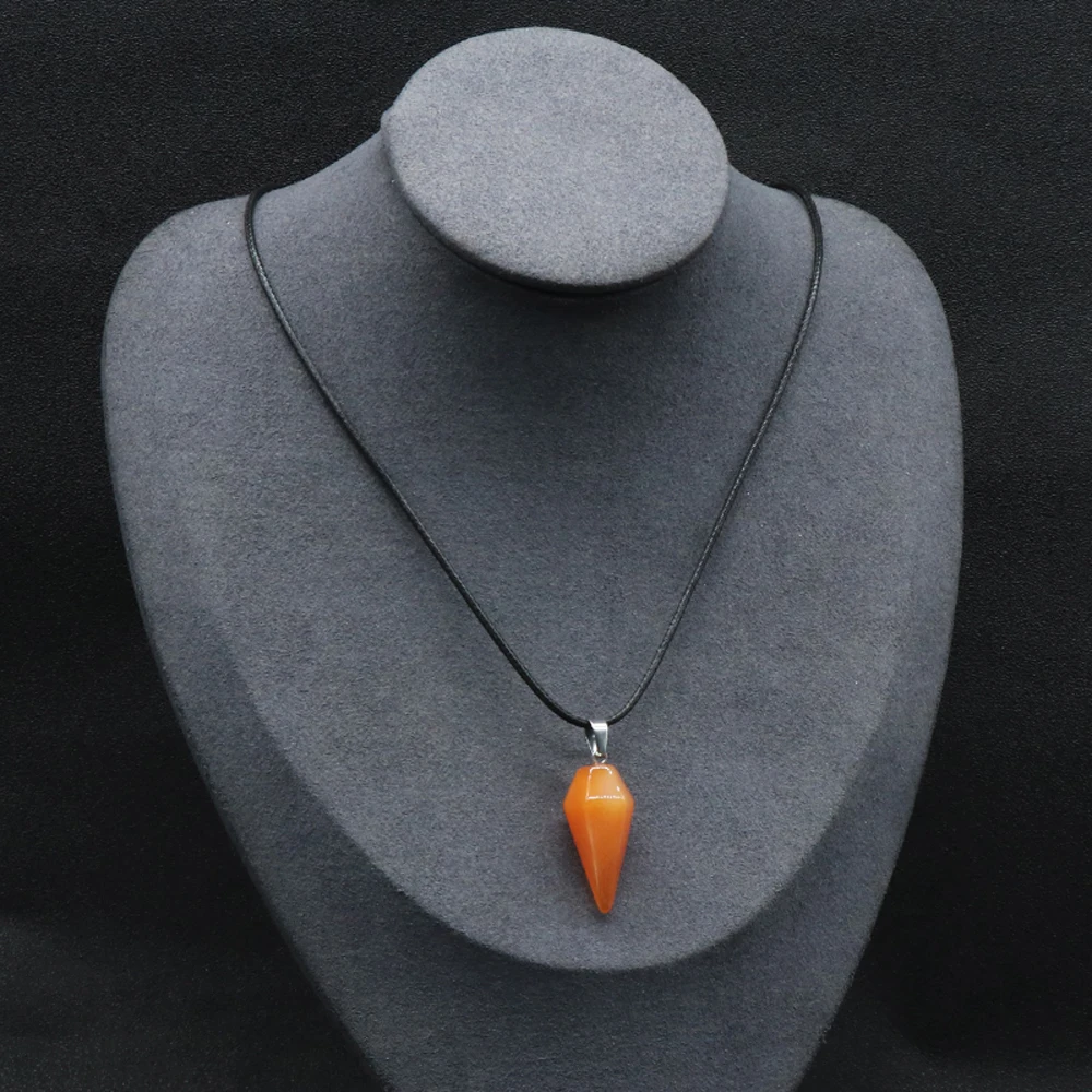 

Exquisite Ladies Necklace Natural Stone Agate Opal Amethyst Rose Quartz Pendant Necklace for Unisex Charm Jewelry Gifts 31x14mm