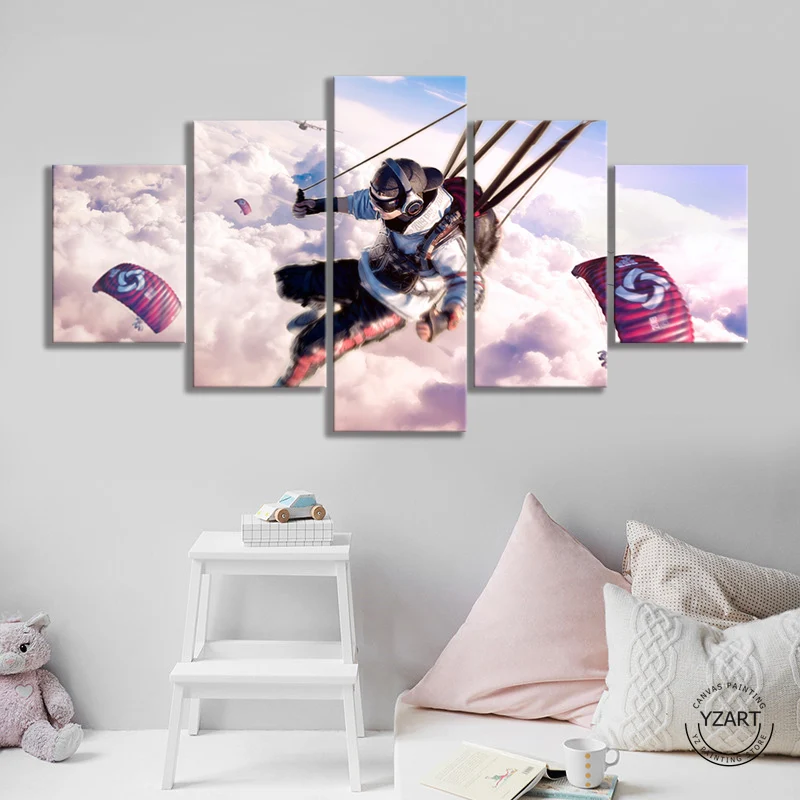 Парашют скина чемпионата Pubg, постер, художественная картина на холсте HD, настенное изображение для декора гостиной PUBG on.