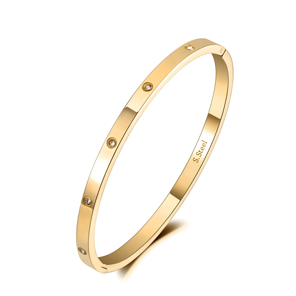 Женский классический браслет YiKLN из титановой нержавеющей стали с фианитом и