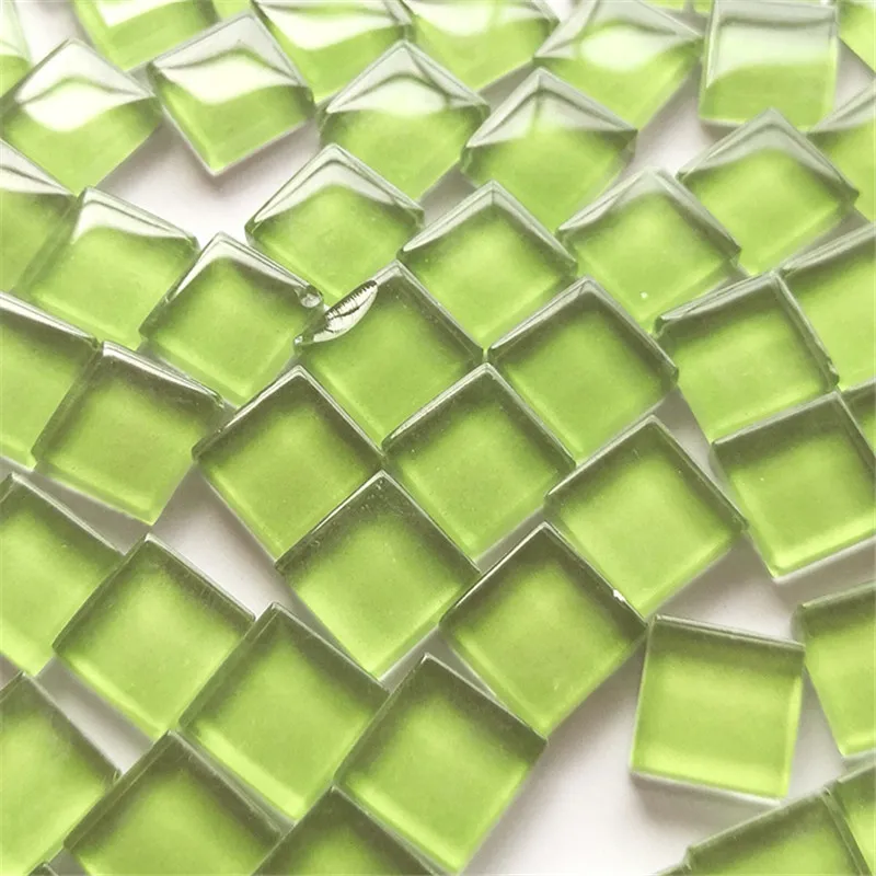 light green 50 штук 10*10*4 мм цветной Кристальный стеклянный квадратный пазл для детей креативные настольные игры - Цвет: light green