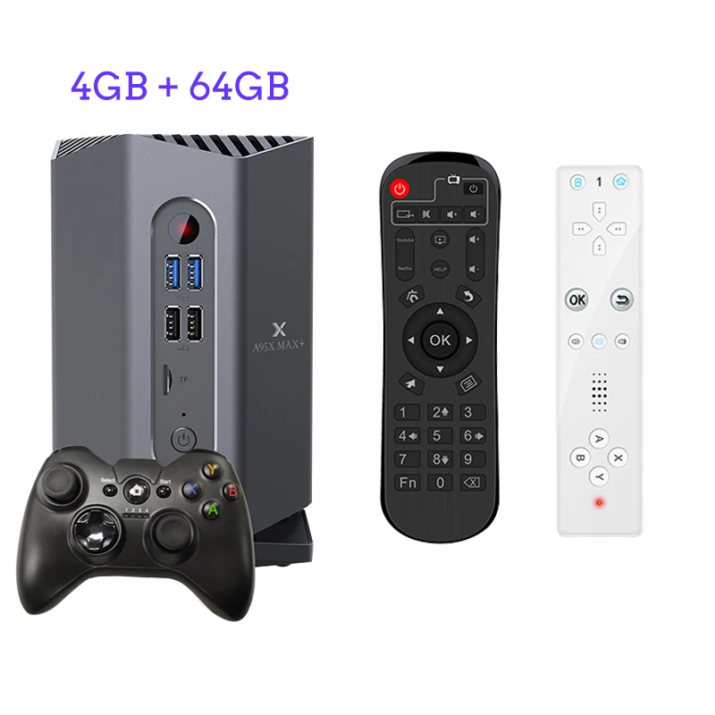 LEMFO ТВ приставка EMCP S922X с поддержкой Plex Android 9,0 A95X MAX+ гигабитная сеть 4 Гб ОЗУ 64 Гб ПЗУ Wifi Bluetooth 4,2 игровая ТВ приставка - Цвет: 2 Remote 1Handle