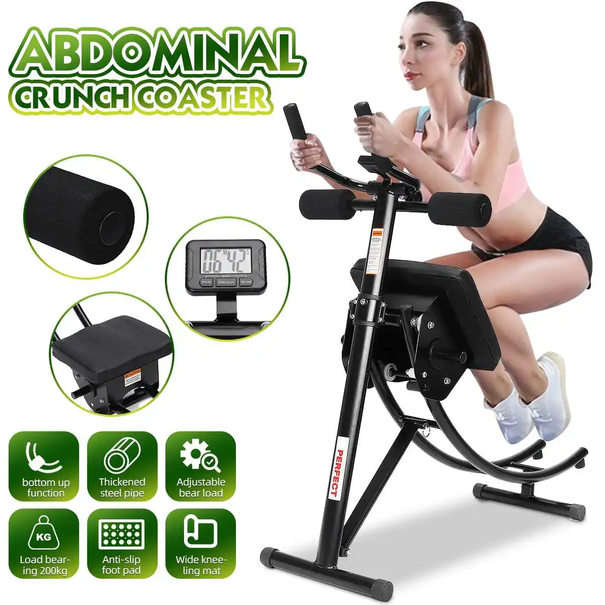 

Abdominal Muscle Trainer Thin Waist Machine AB Roller Belly Indoor Home Abdominal Exercise Machine Fitness Equipment AB Foldable