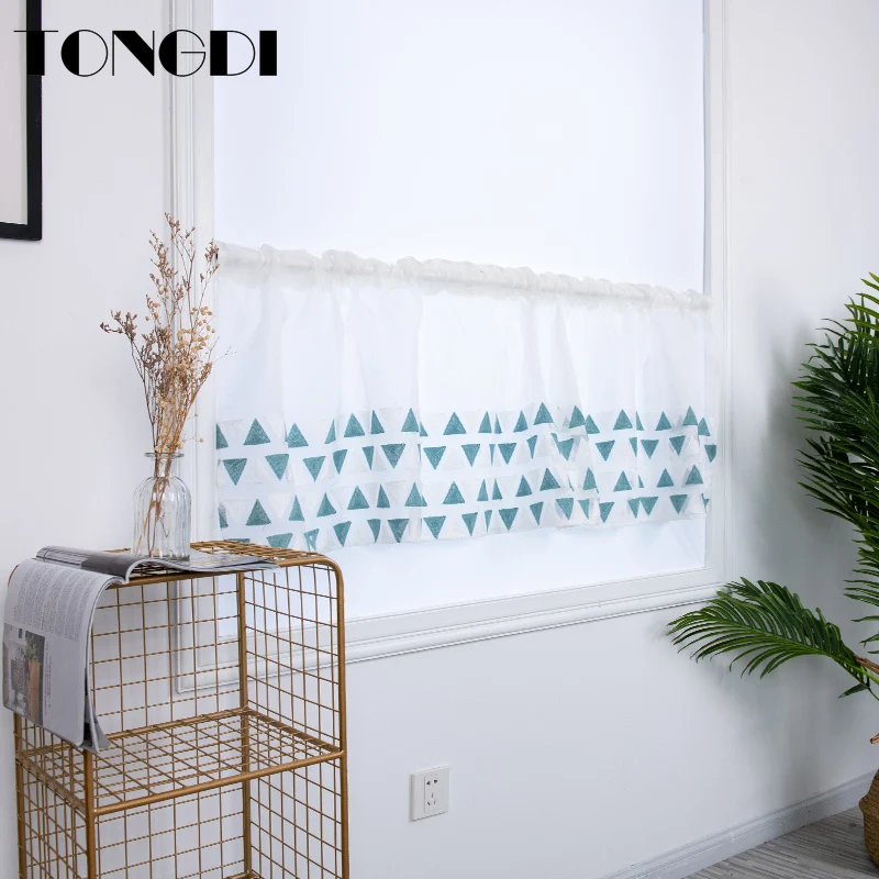 Домашние кухонные шторы TONGDI короткие яруса элегантные квадратные вышитые белые