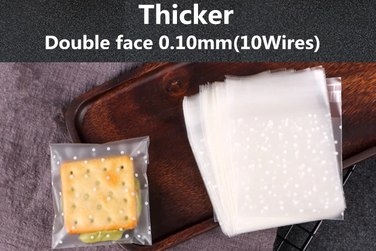 Dot-Thicker LBSISI Life 100 шт Матовый мешок для конфет, печенья, шоколада, рождественские подарочные пакеты, пластиковые упаковочные пакеты, самоклеющиеся образцы мыла - Цвет: Dot-Thicker