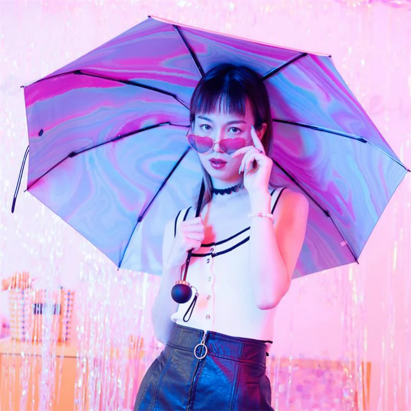 Портативный карманный зонтик пять сложений женский ветрозащитный